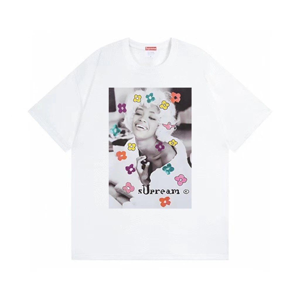 Supreme x Nate Lowman Flowers Tee White