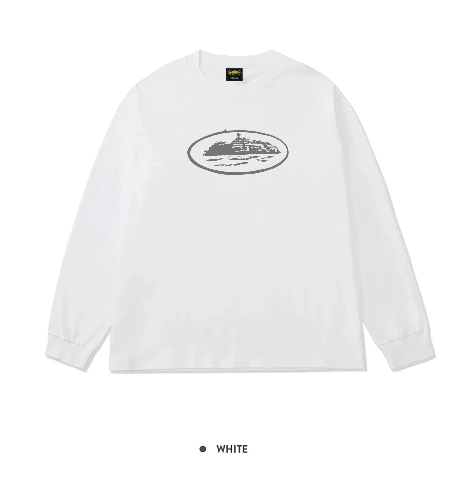 Corteiz Alcatraz Island Long Sleeve Tee White Grey