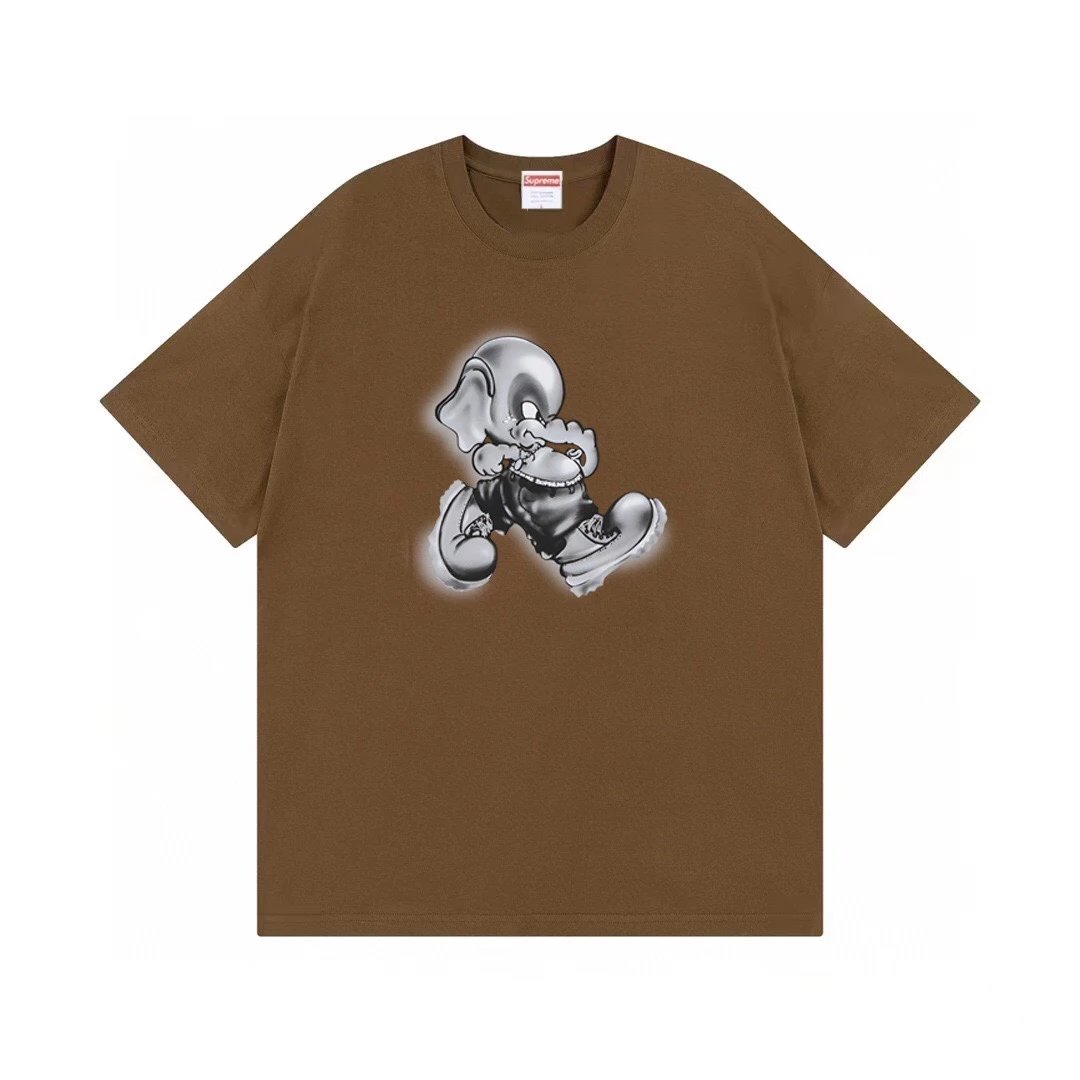 Supreme Running Cartoon Character Graphic Tee Brown