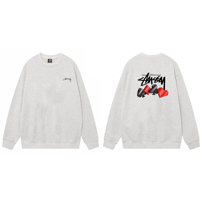Stussy Card Suits Crewneck Sweatshirt Grey