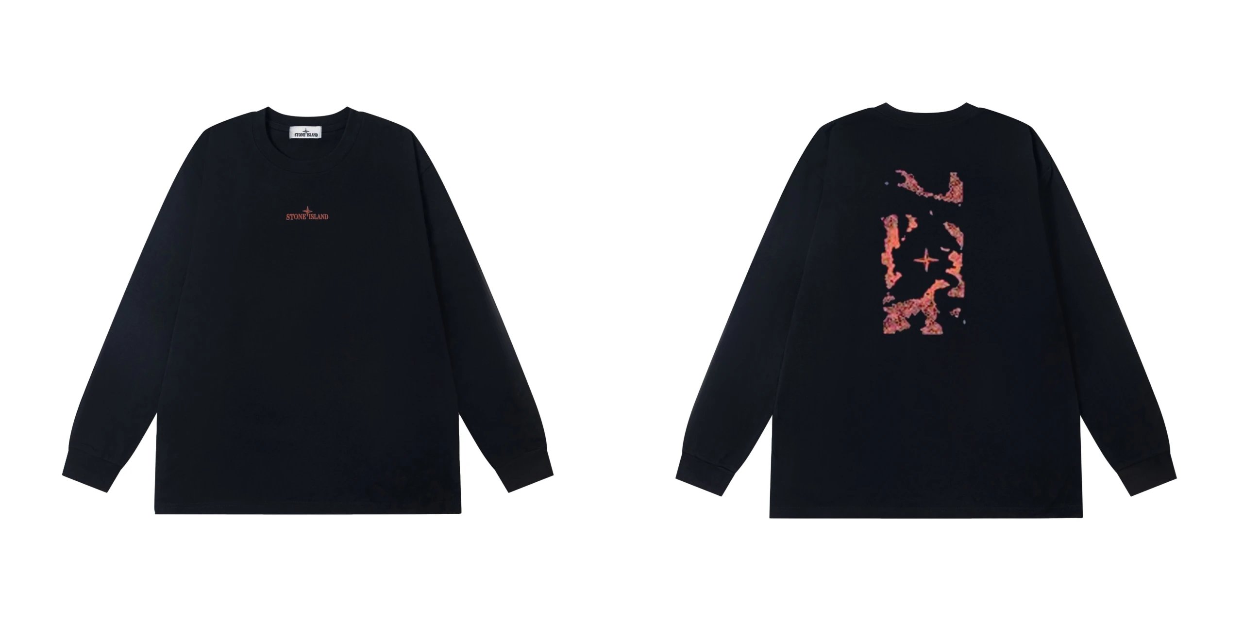 Stone Island Compass Splash Long Sleeve Tee Black