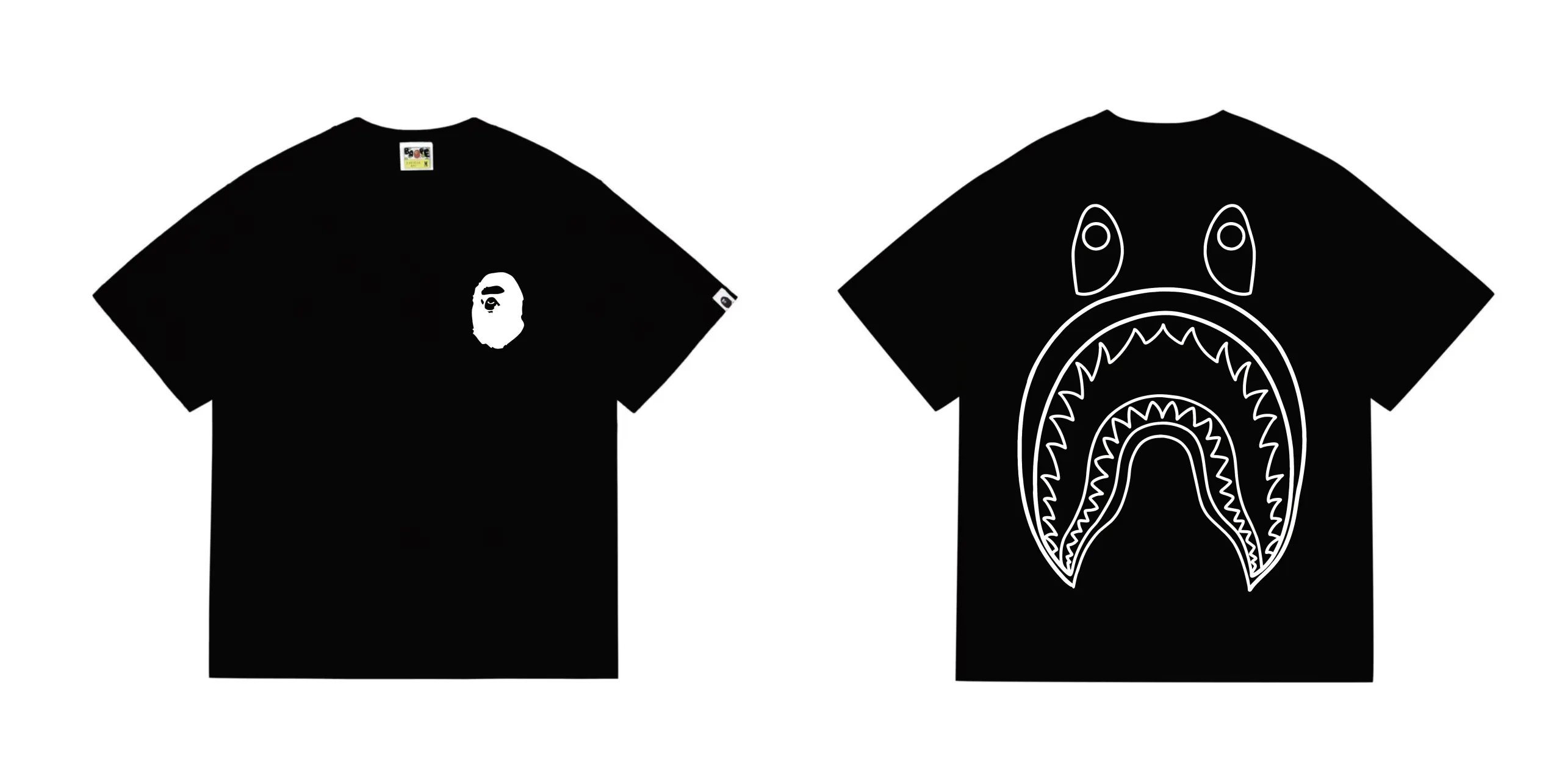 BAPE Shark Back Print Tee Black White
