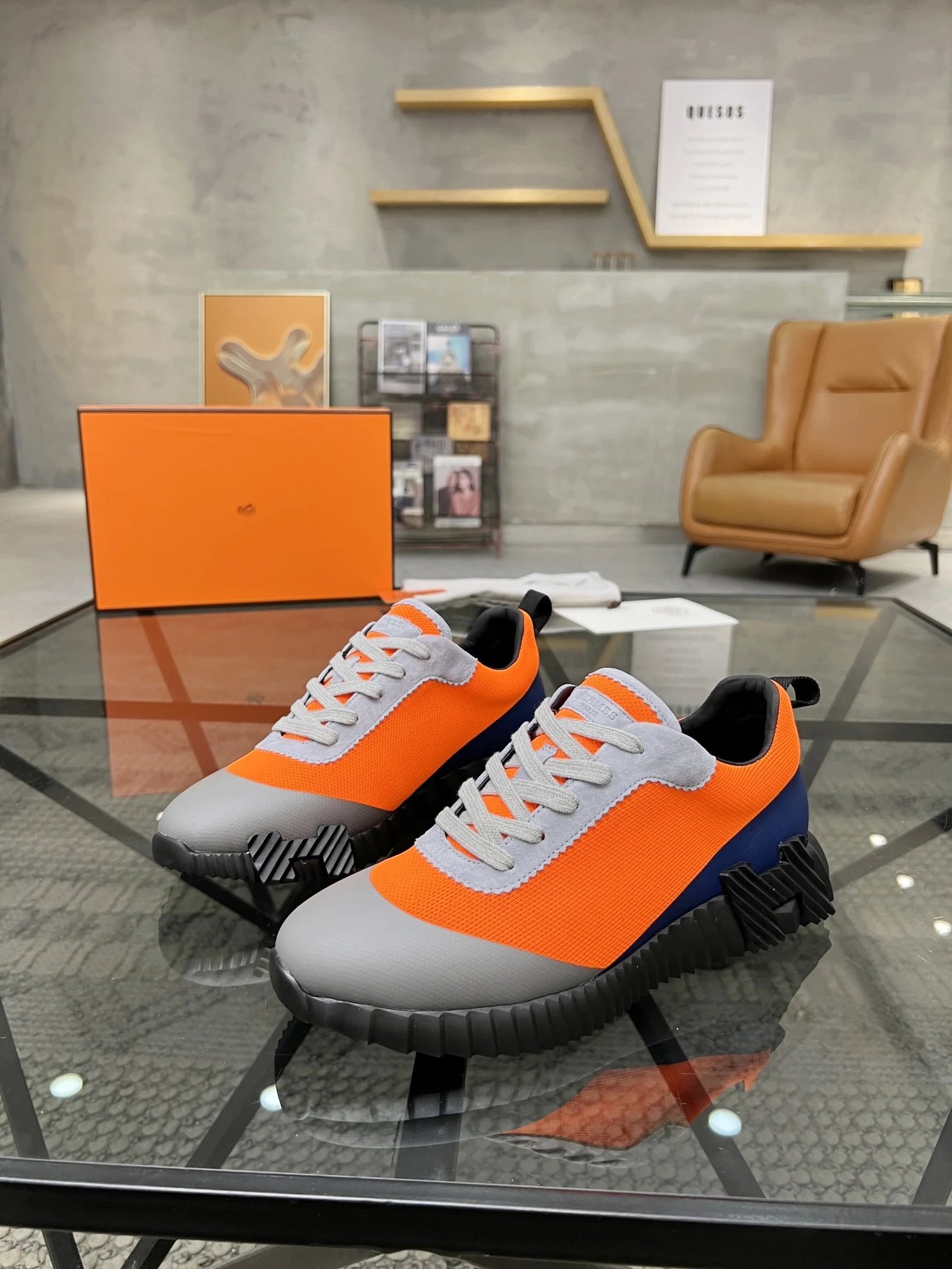 Hermes Bouncing Sneaker Orange Grey