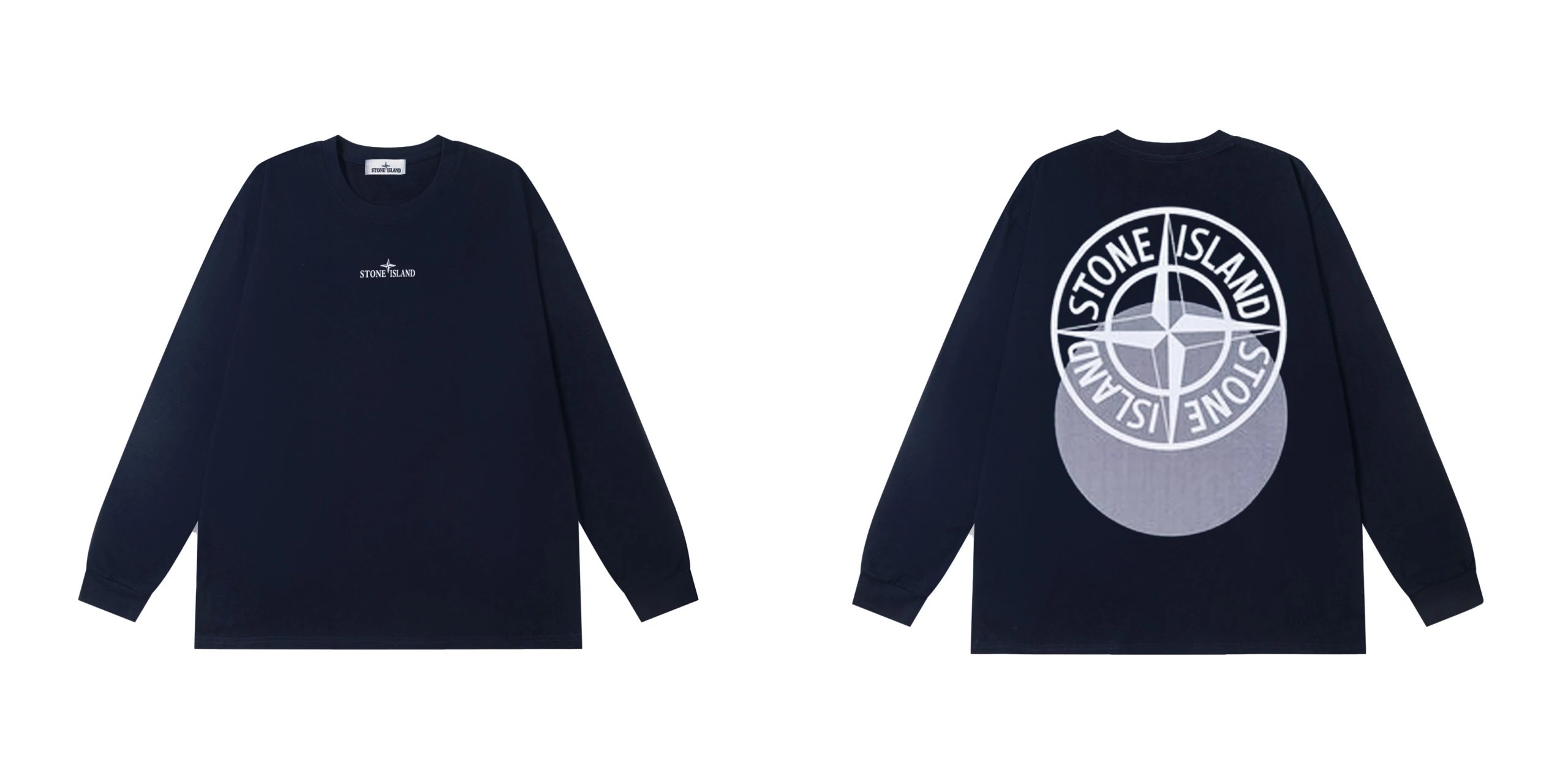 Stone Island Double Compass Long Sleeve Tee Navy