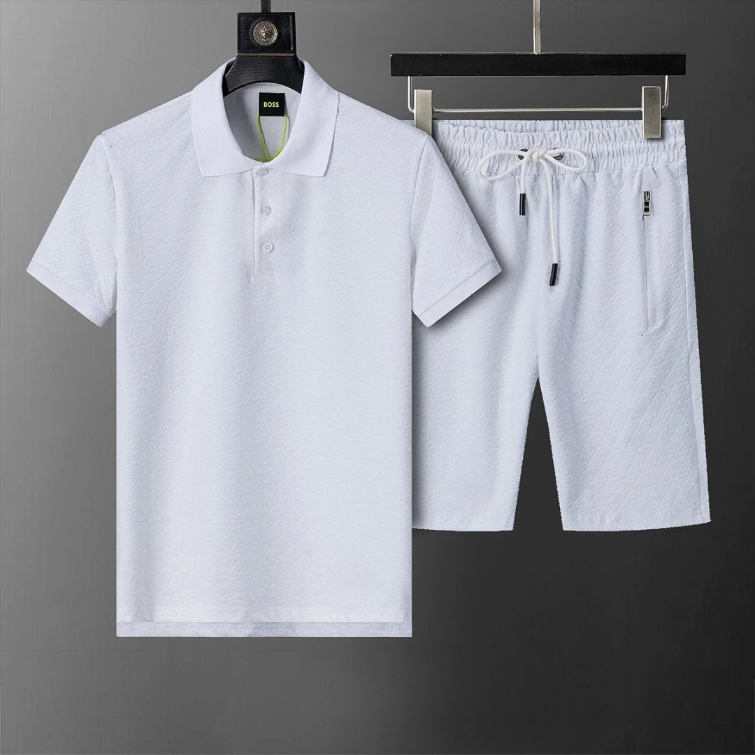 Hugo Boss Monogram Polo Shirt and Shorts Set White