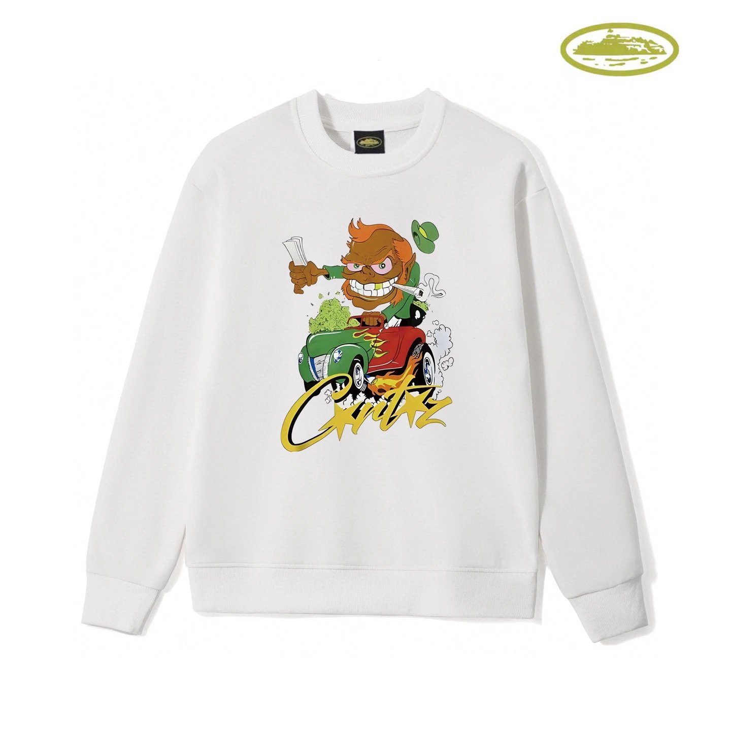 Design Graphic Print Crewneck Sweatshirt White Hoodie - 7