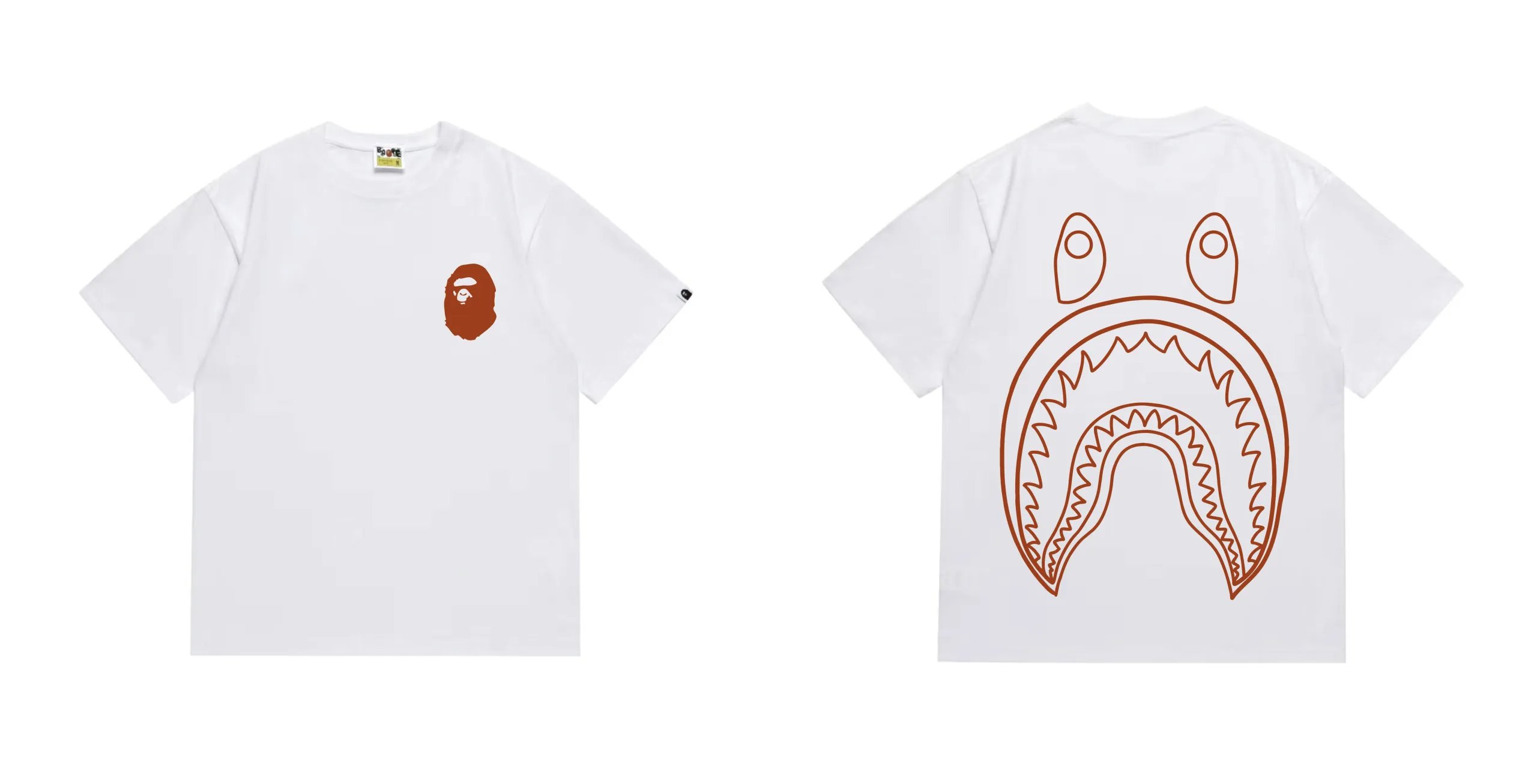 BAPE Shark Back Print Tee White Brown