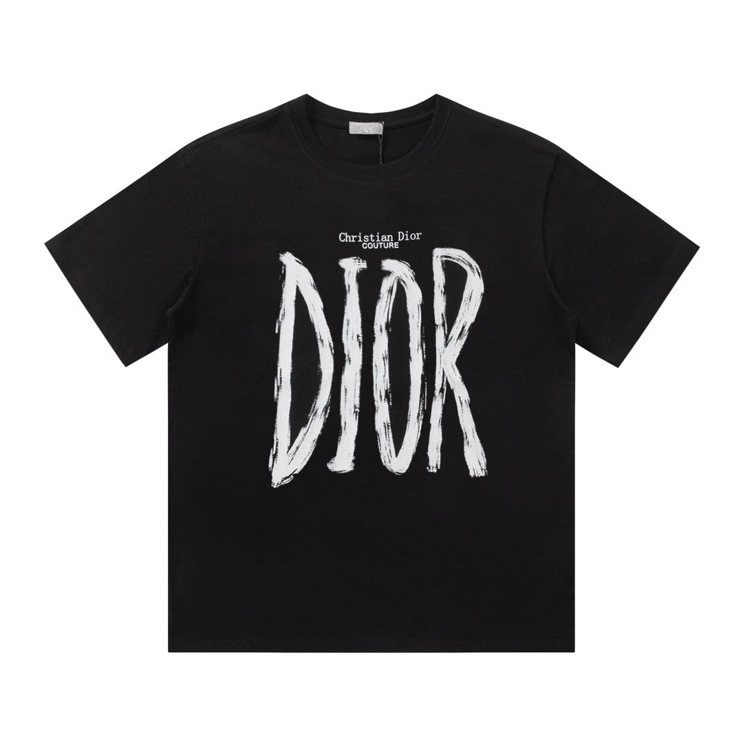 Christian Dior Couture Brushstroke Logo Tee Black