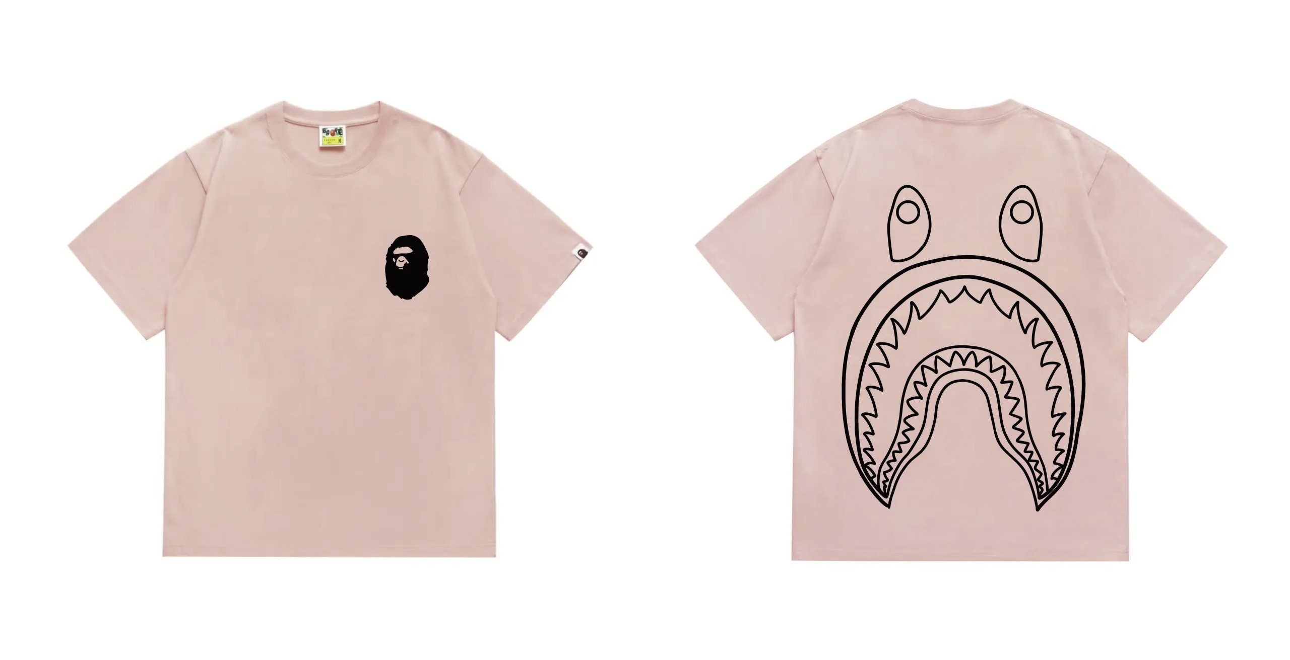 BAPE Shark Back Print Tee Pink Black