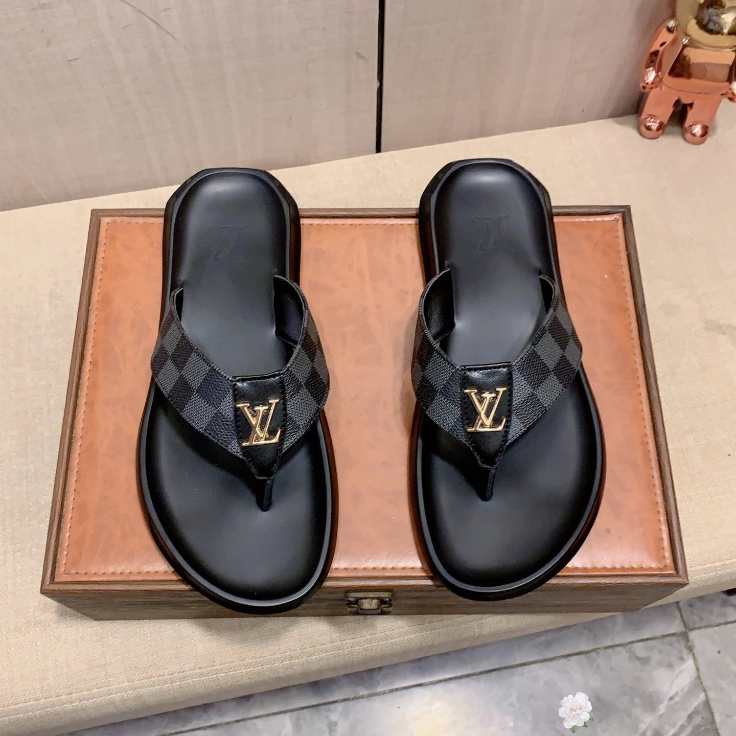 Louis Vuitton Damier Graphite Slide Sandals Black Slippers - 4