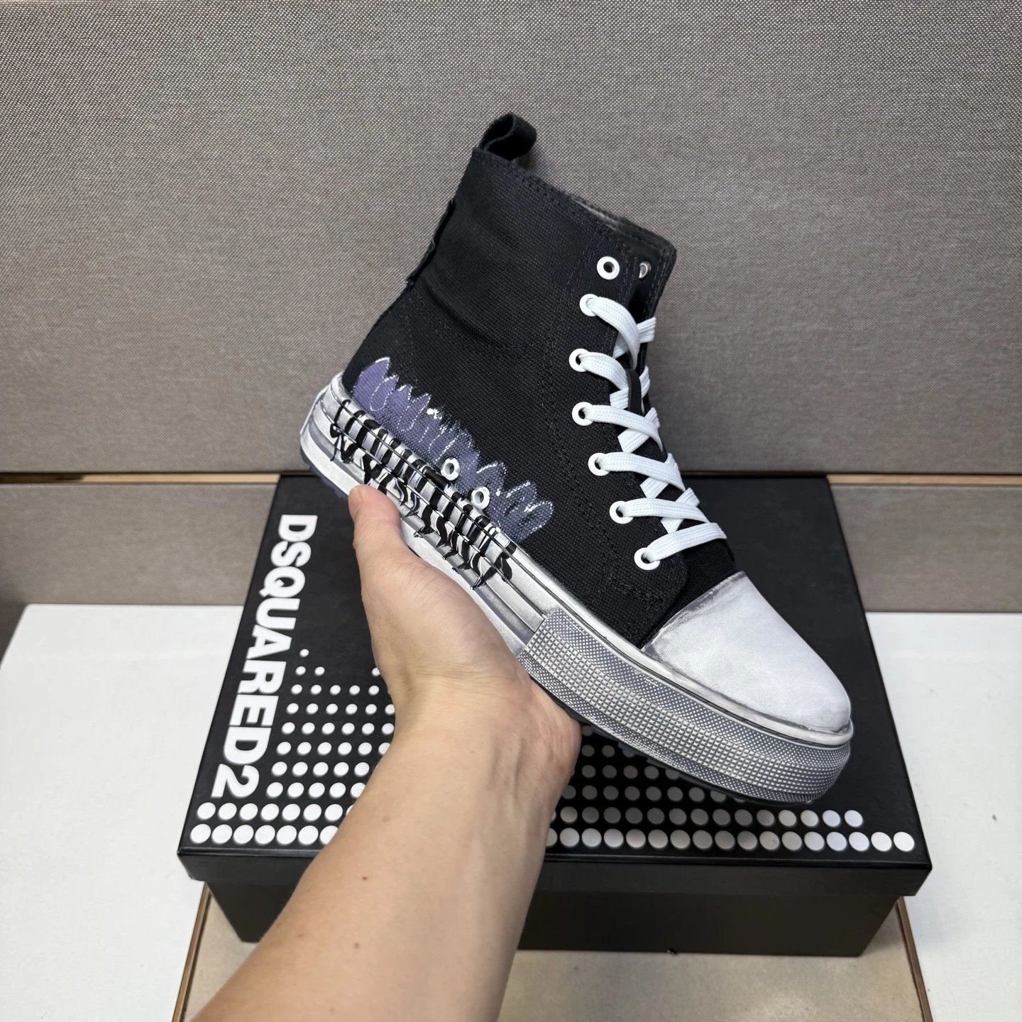 Dsquared2 Logo-Embellished Chunky Sneakers White Brown Gold - 7