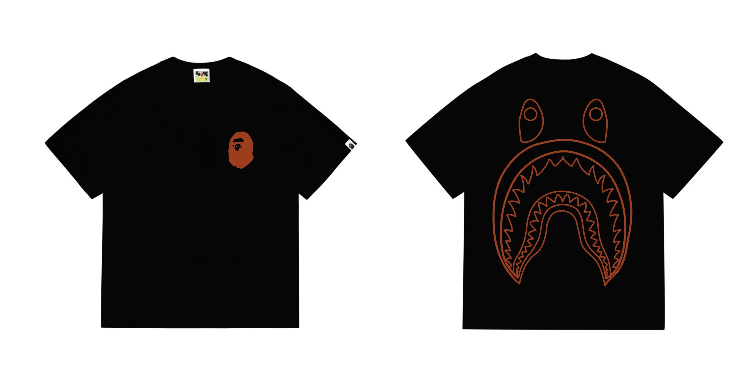 BAPE Shark Back Print Tee Black Brown