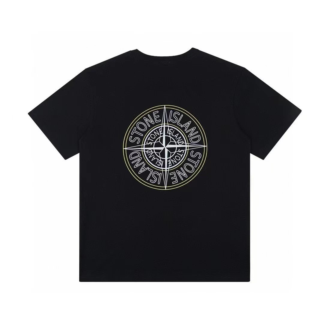Stone Island Neon Compass Back Print T-Shirt Black