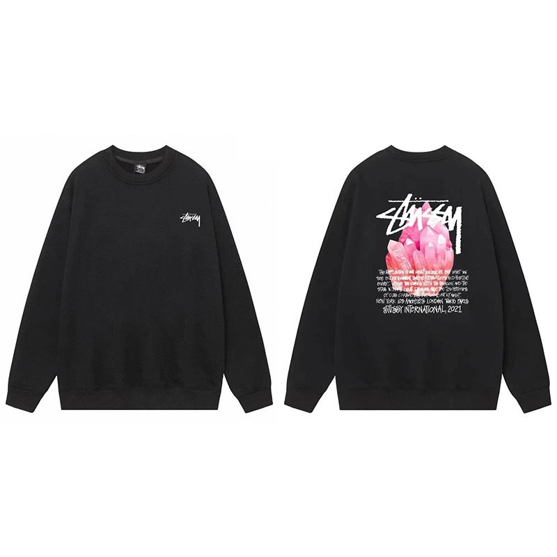 Stussy Sweatshirt Black Pink Graphic
