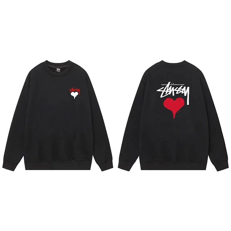 Stussy Heart Crewneck Sweatshirt Black