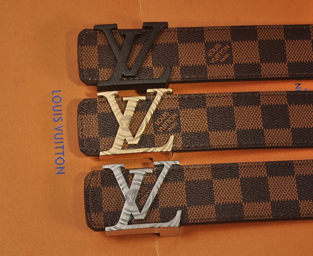 Louis Vuitton Damier Ebène Reversible Belt Brown Gold Leather Belt - 5