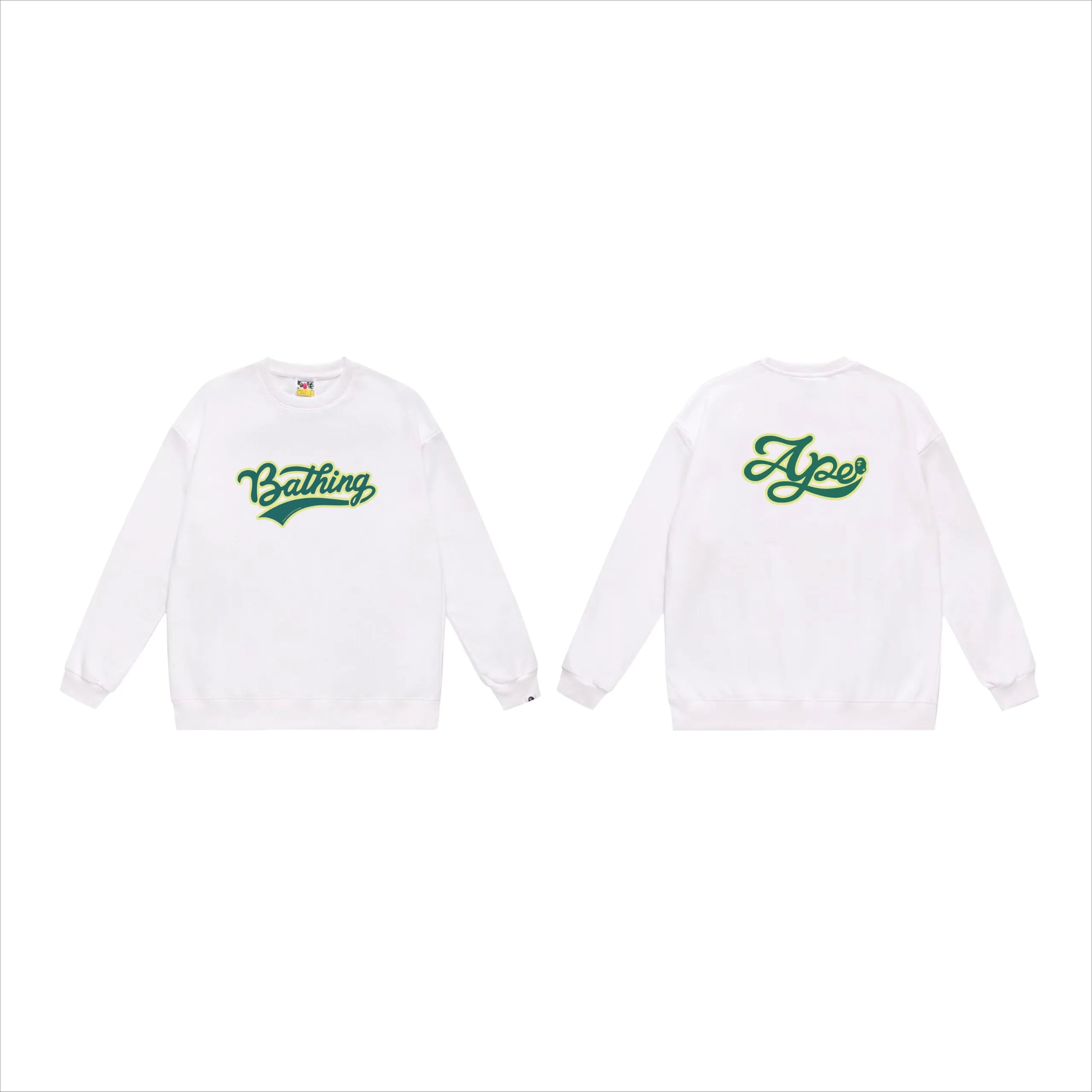 A Bathing Ape Script Logo Crewneck Sweatshirt Gray Hoodie - 8