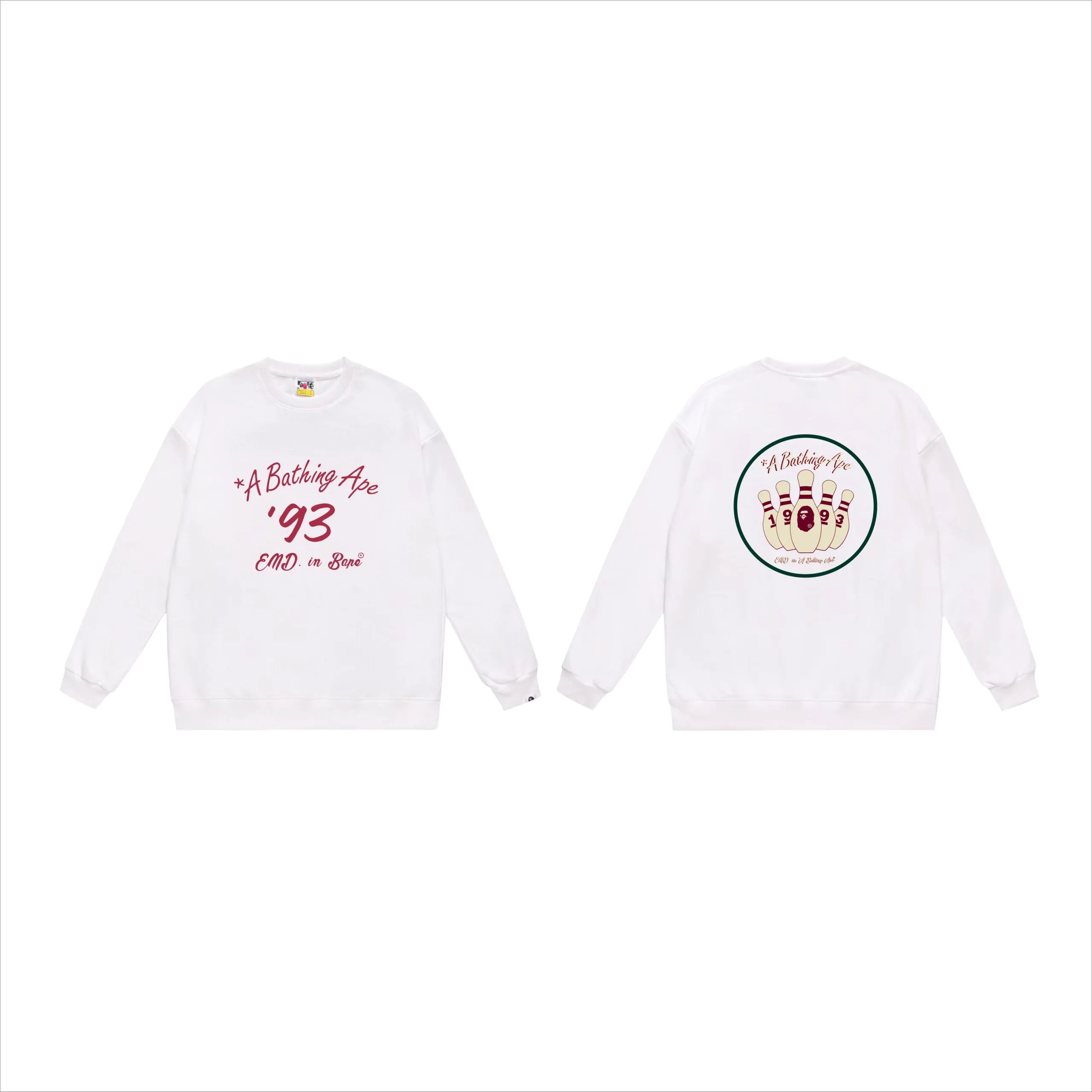 A Bathing Ape Script Logo Crewneck Sweatshirt Gray Hoodie - 10