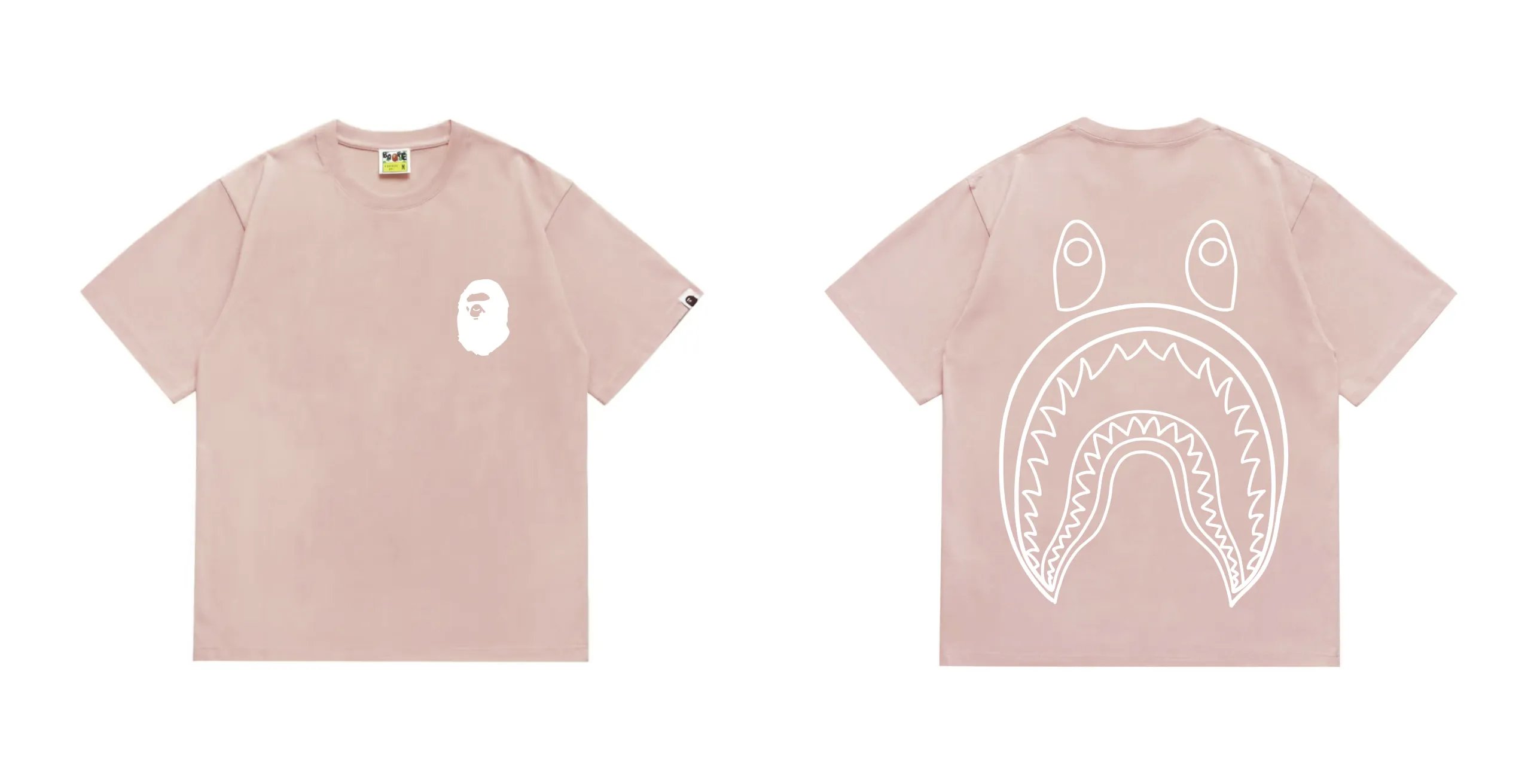 BAPE Shark Back Print Tee Pink White