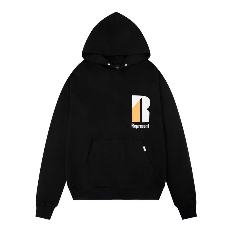 Represent Clo R Logo Chest Print Hoodie Black