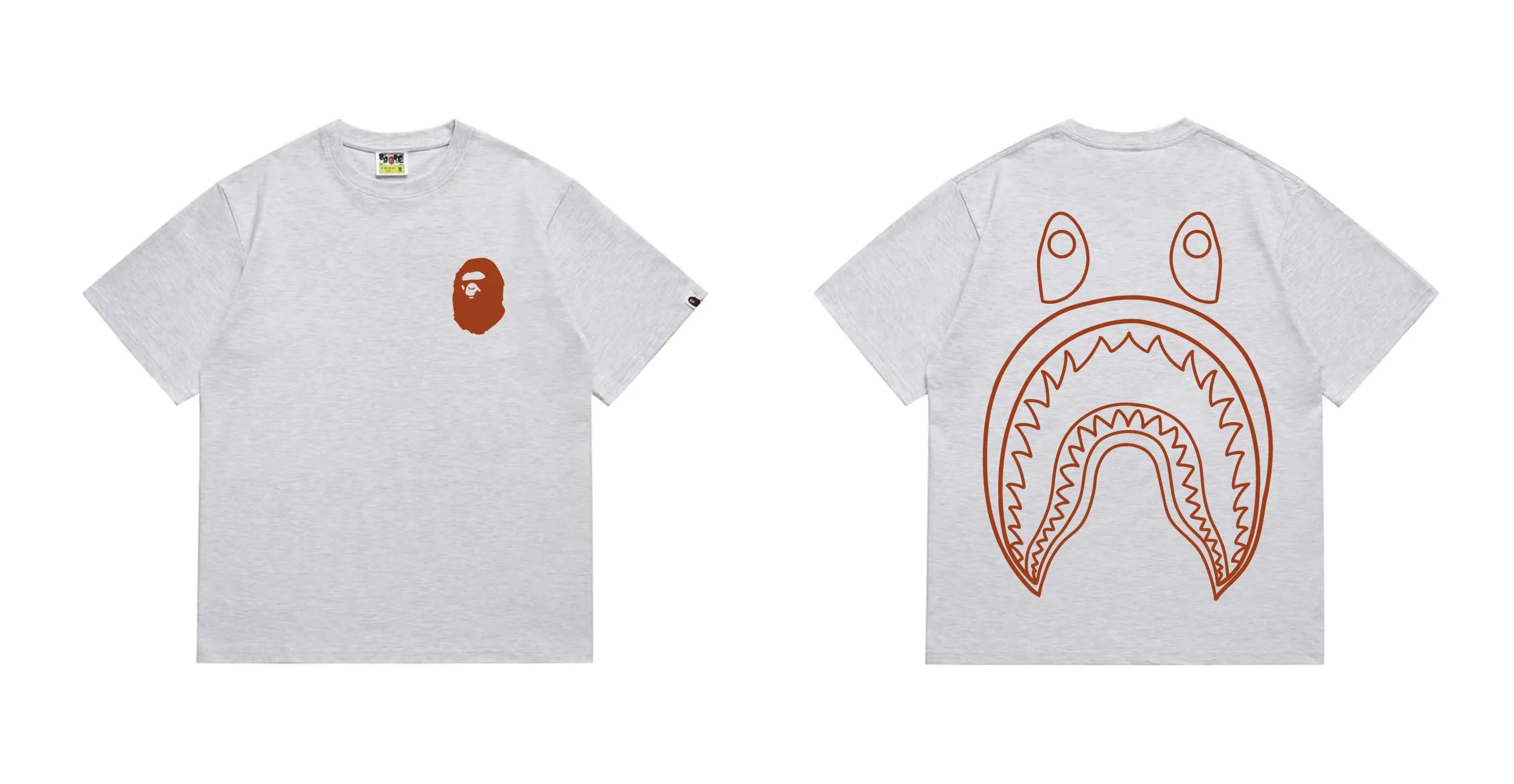 BAPE Shark Back Print Tee Grey Brown