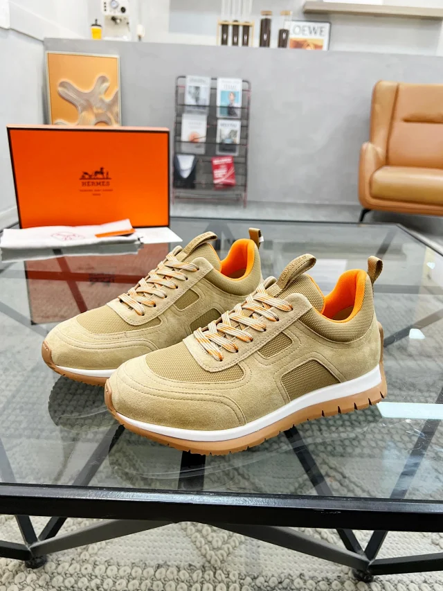 Hermès Sneakers Suede and mesh lace-up with lug soles product detail image 1