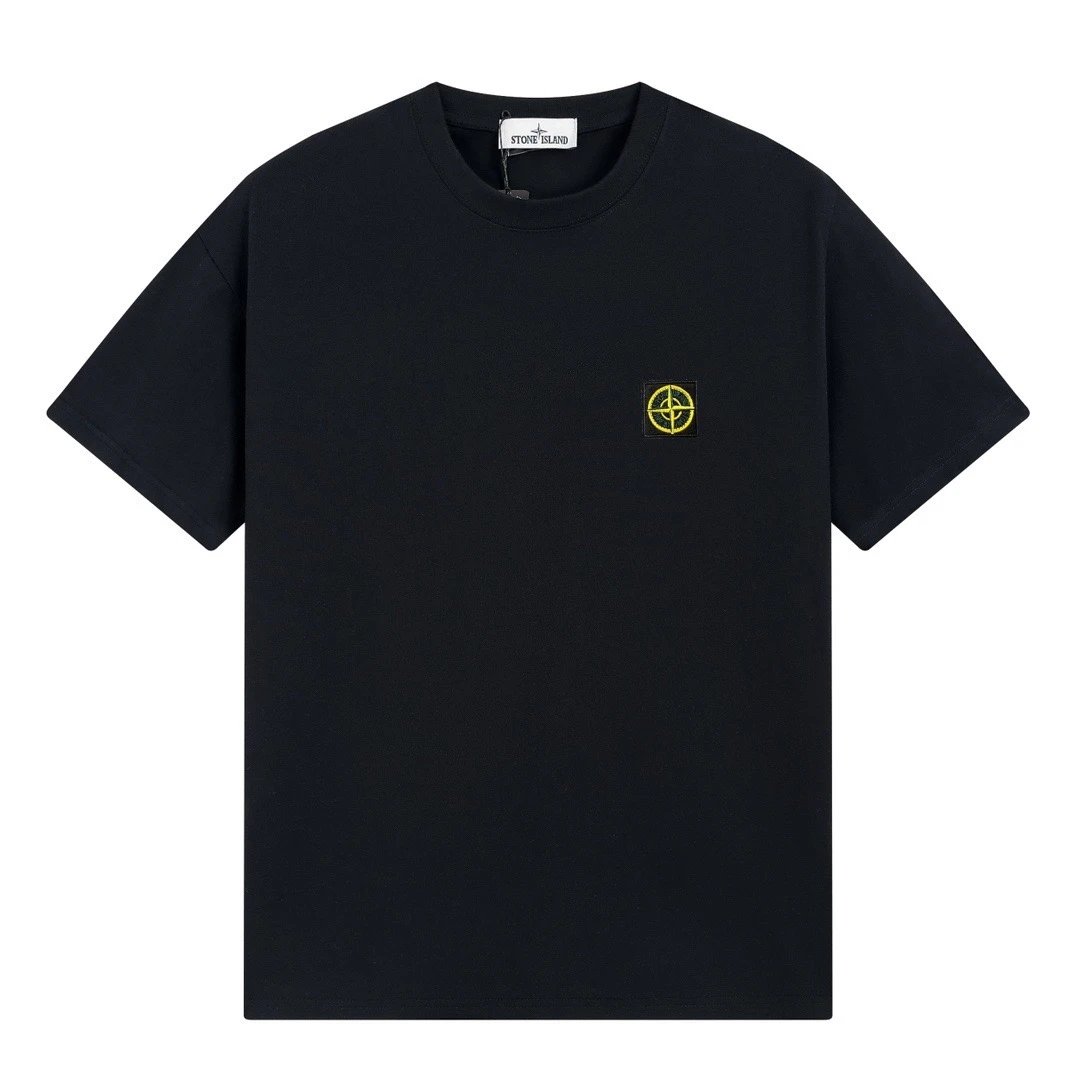 Stone Island Yellow Compass Patch Tee Black