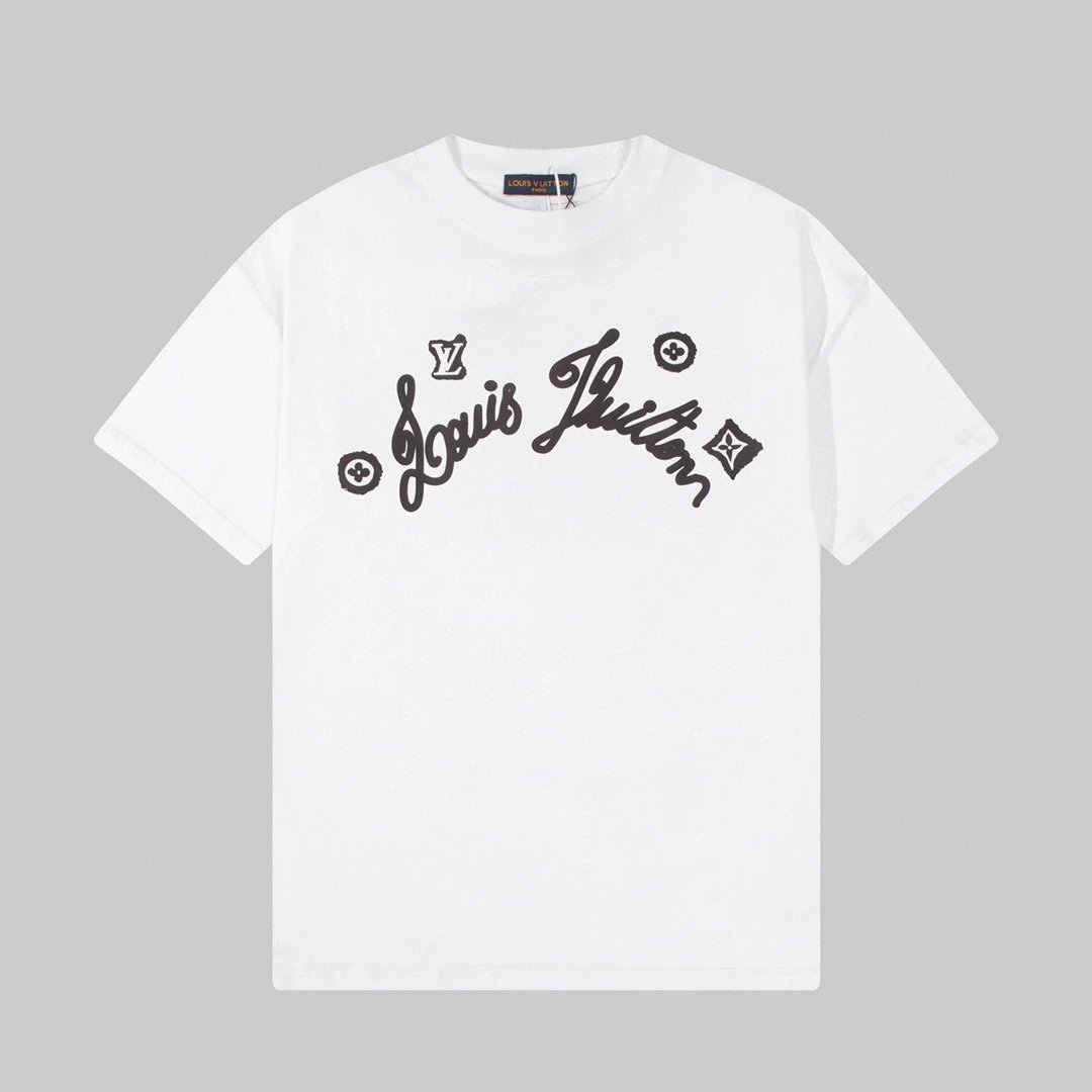 Louis Vuitton Cursive Script Logo Tee White