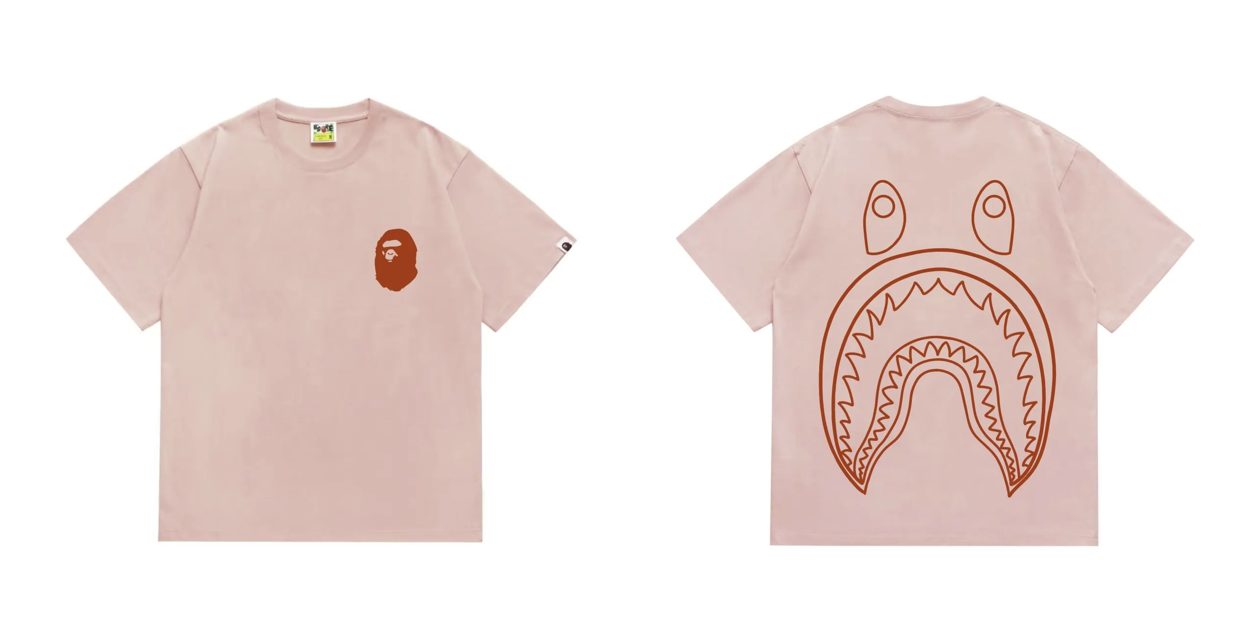 BAPE Shark Back Print Tee Pink Brown