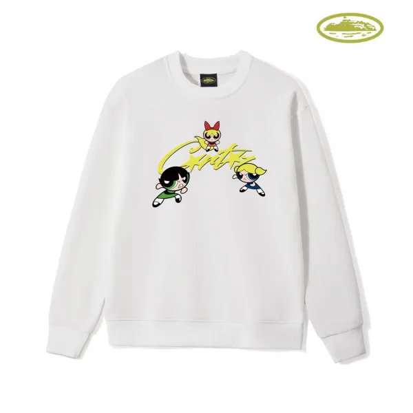 Powerpuff Girls x Stussy Collaboration White Graphic Hoodie - 1