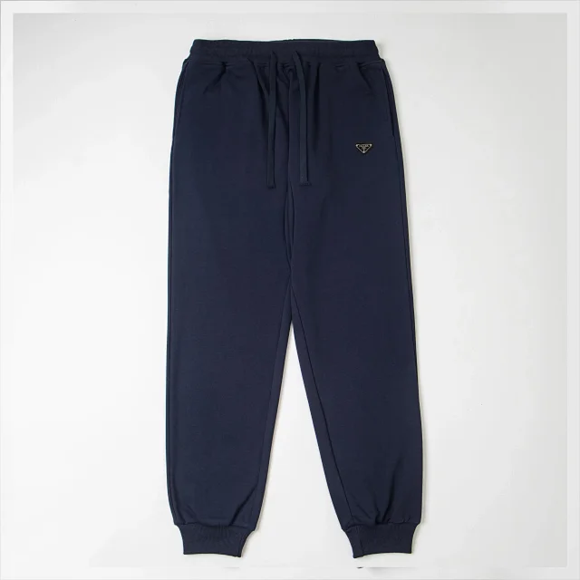 Prada Trousers Drawstring cuffed jogger sweatpants with triangular logo patch product detail image 4