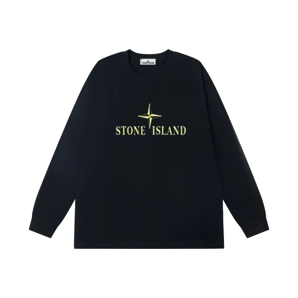 Stone Island Logo Long Sleeve T-Shirt Navy - 3