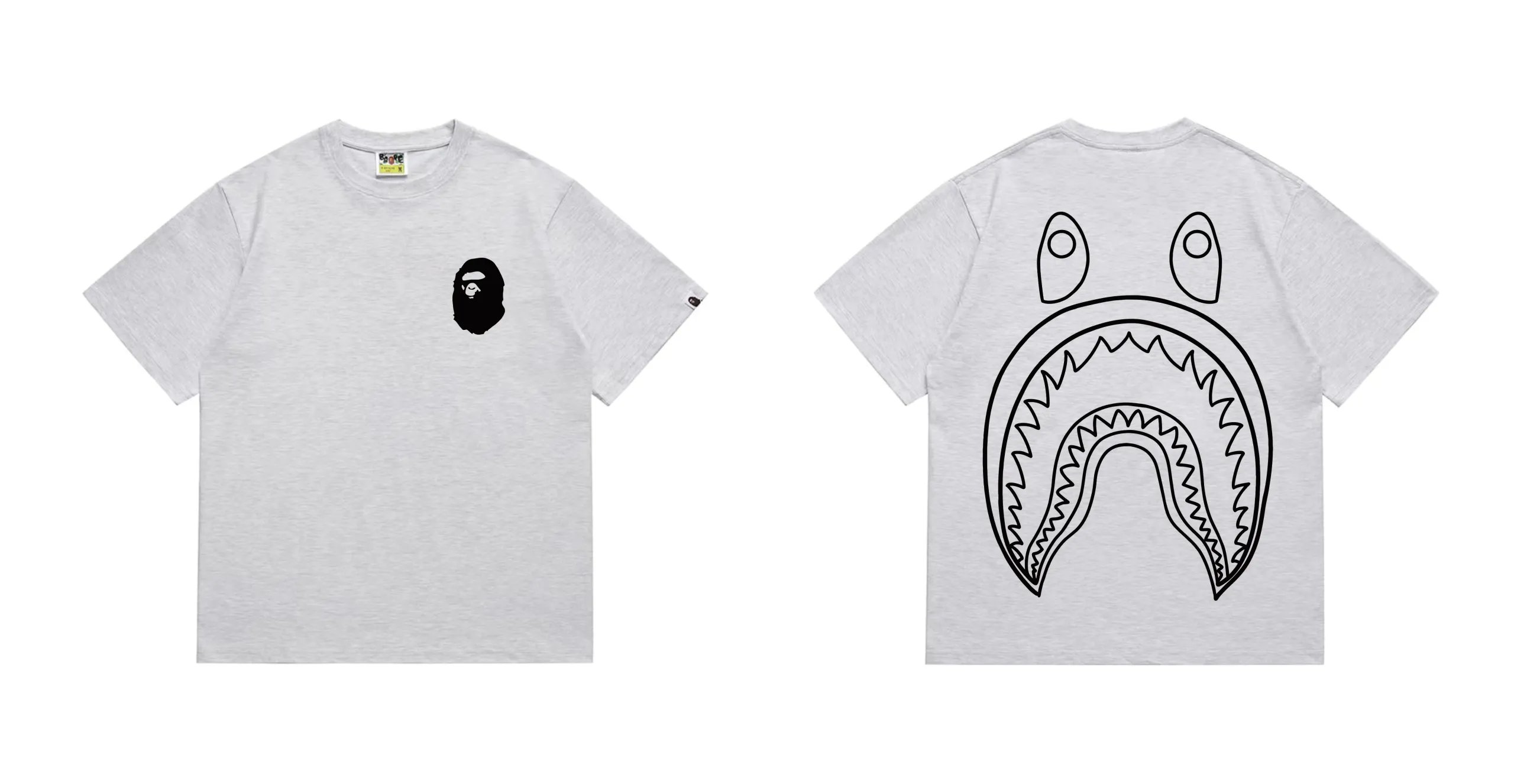 BAPE Shark Back Print Tee Grey Black