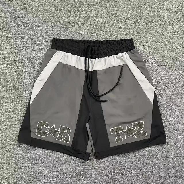 Unbranded Shorts Color-block drawstring with chenille letter-and-star patches product detail image 2