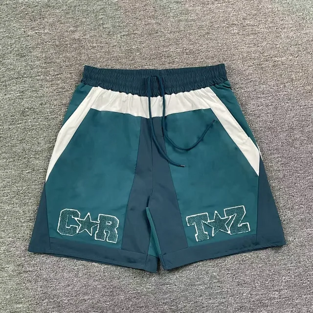 Unbranded Shorts Color-block drawstring with chenille letter-and-star patches product detail image 4