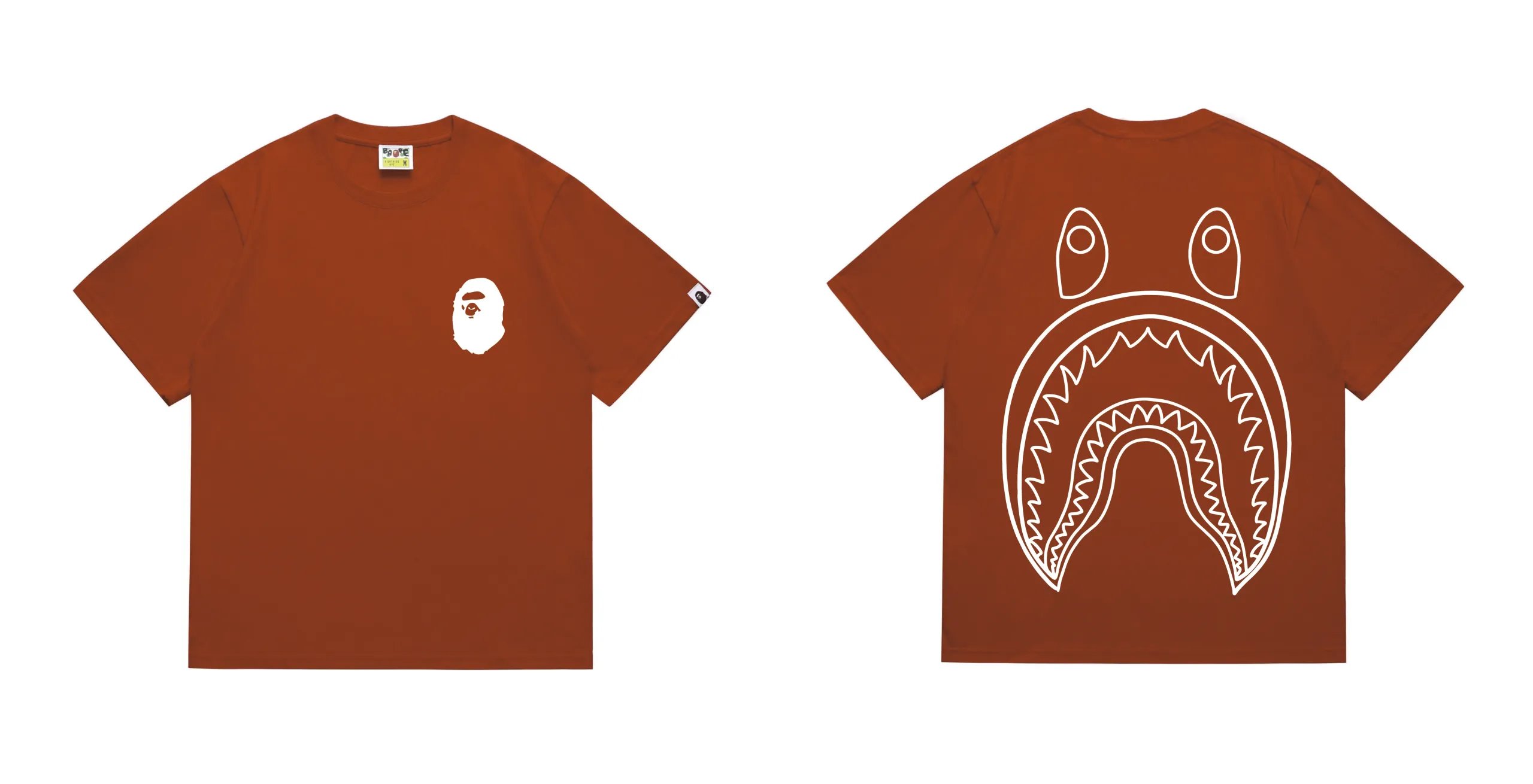 BAPE Shark Back Print Tee Orange White
