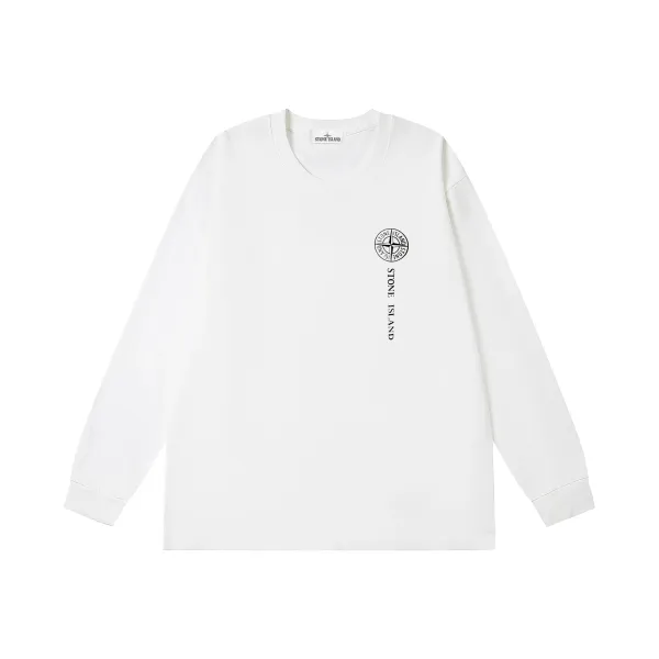 Stone Island Logo Long Sleeve T-Shirt Navy - 8
