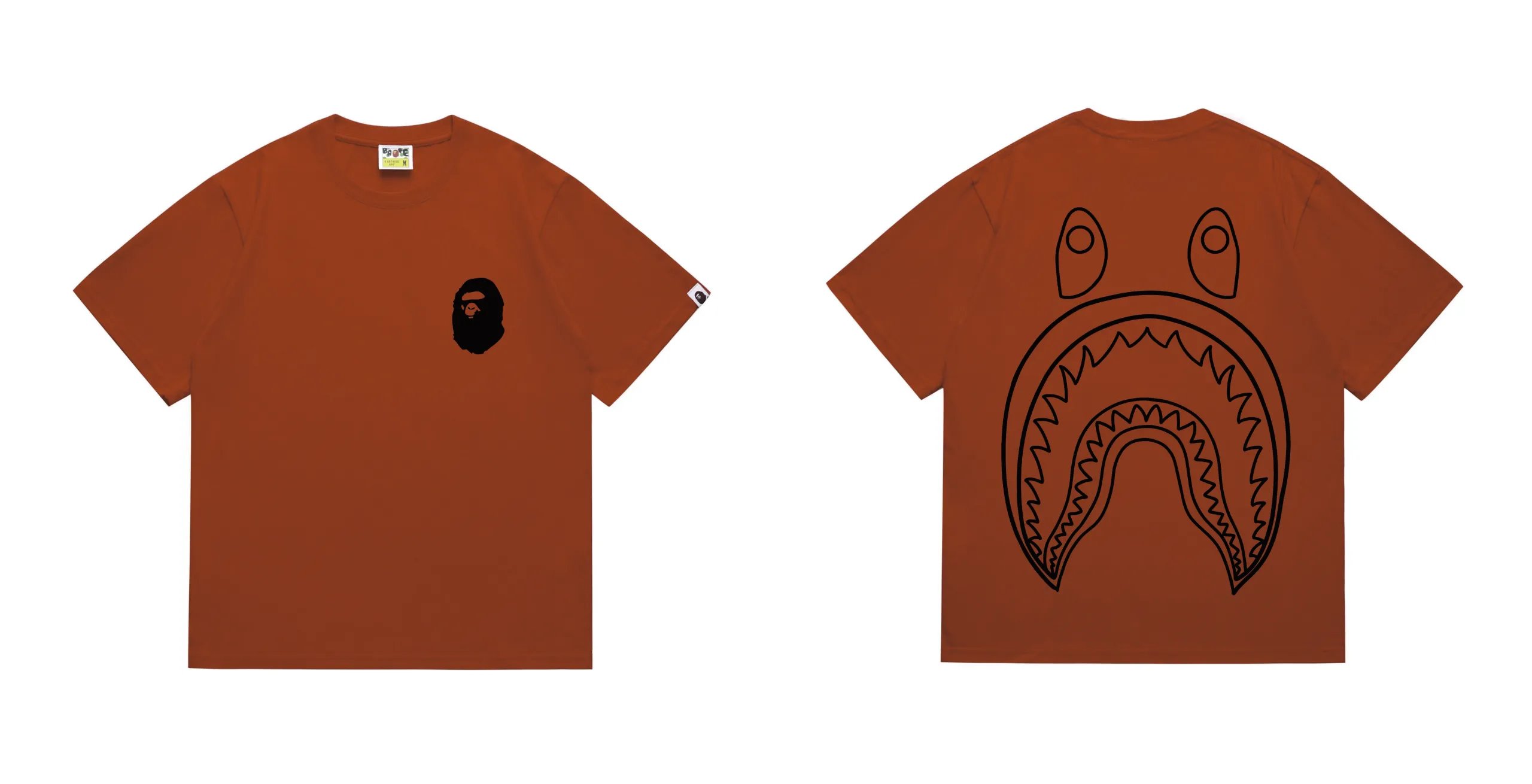 BAPE Shark Back Print Tee Orange Black
