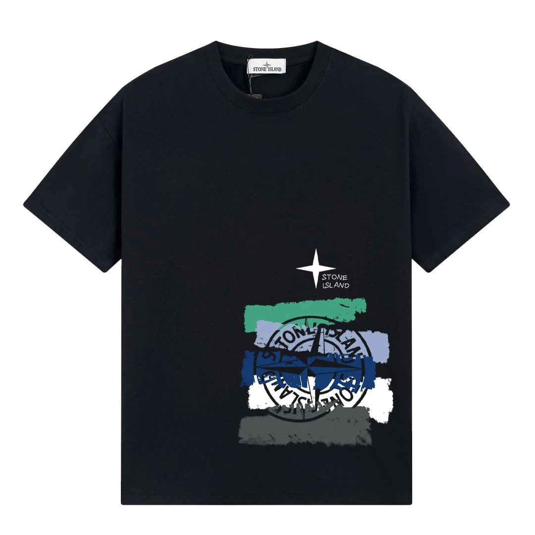 Stone Island Compass Brushstroke Tee Black
