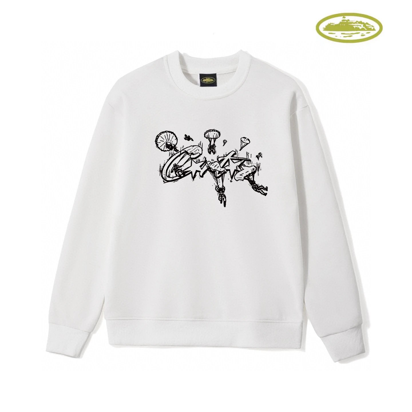 Design Graphic Print Crewneck Sweatshirt White Hoodie - 4