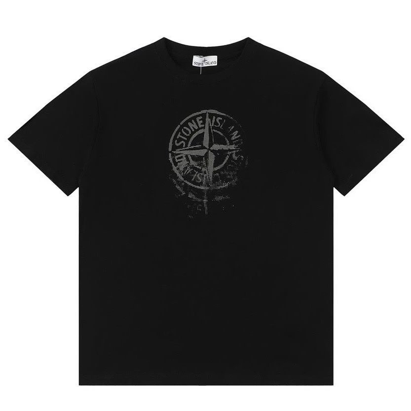 Stone Island Distressed Compass Tee Black