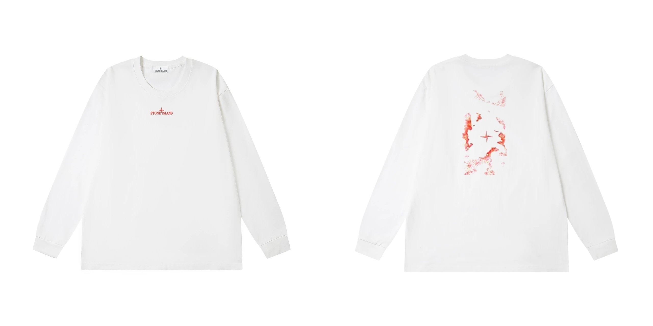 Stone Island Compass Splash Long Sleeve Tee White