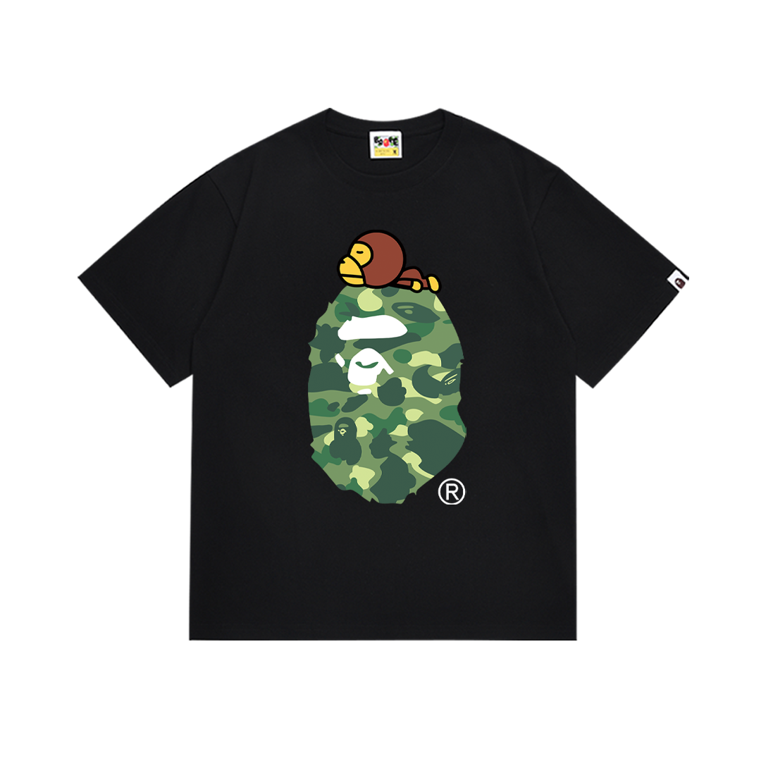BAPE Milo On Big Ape Head Tee Green Camo Black