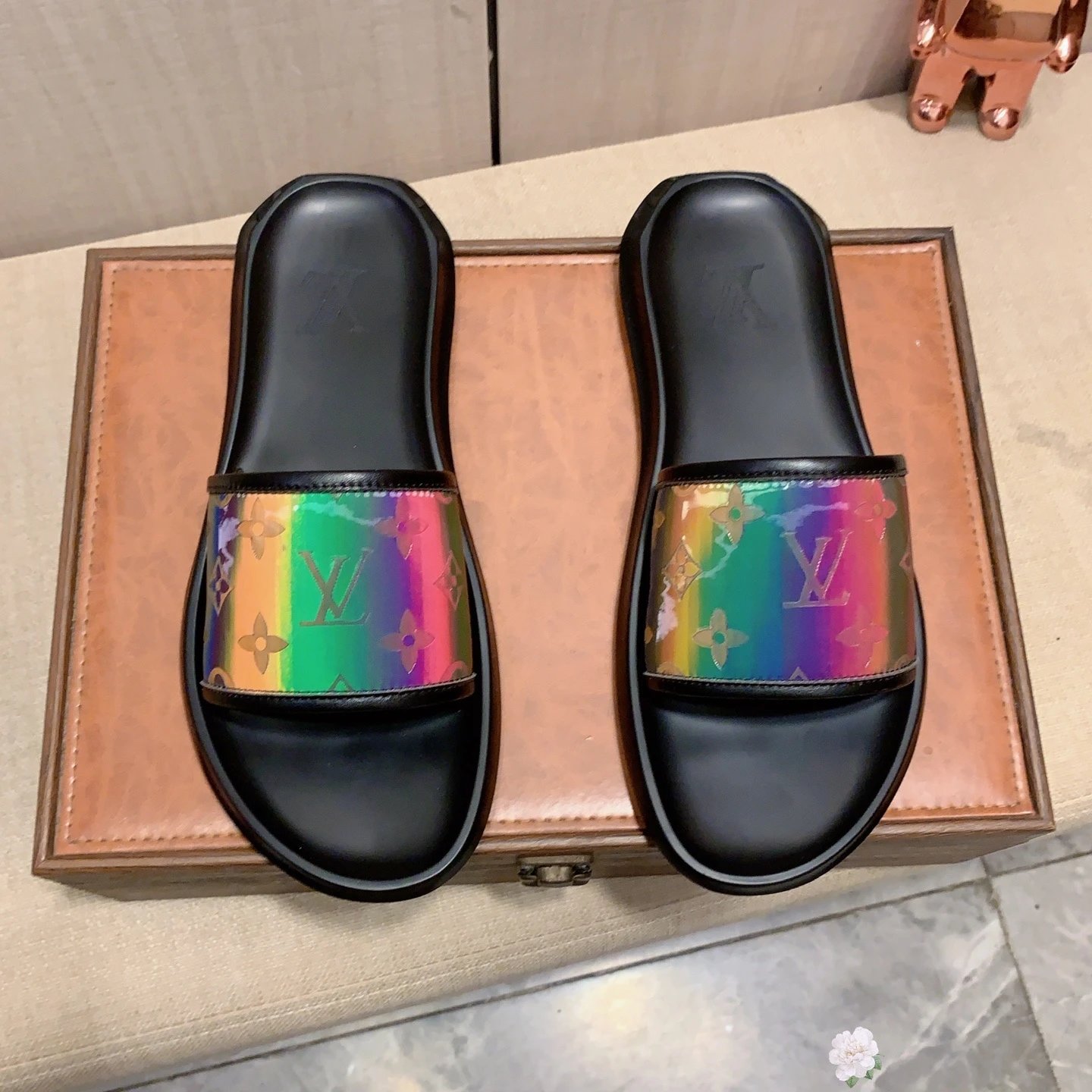 Louis Vuitton Damier Graphite Slide Sandals Black Slippers - 5