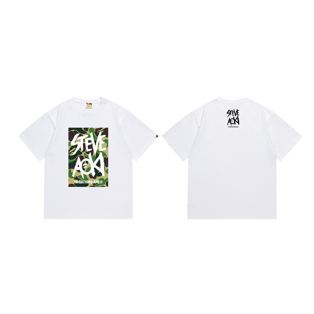 BAPE x Steve Aoki Camo Logo Tee White