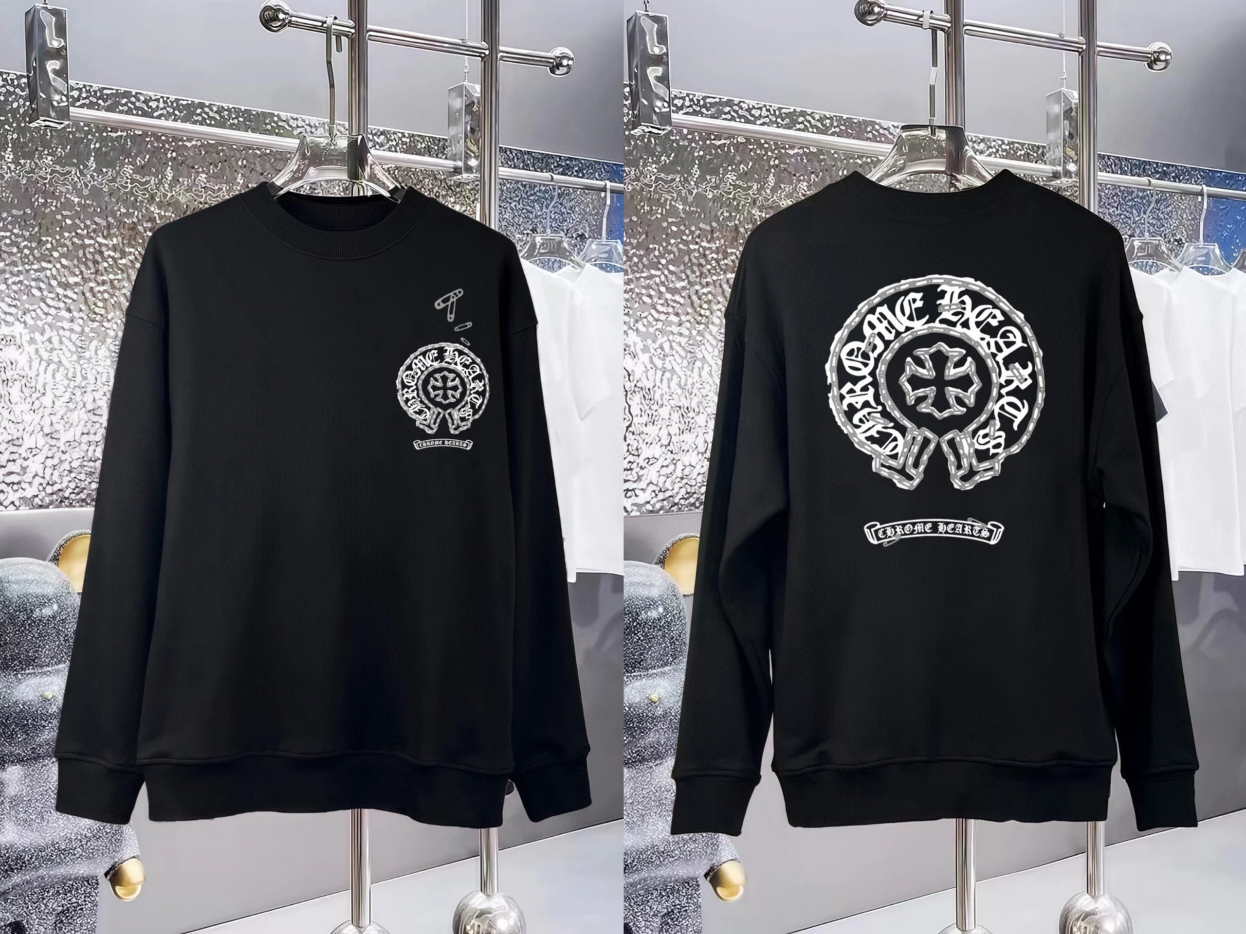 Chrome Hearts Logo Embroidered Crewneck Sweatshirt White Hoodie - 6