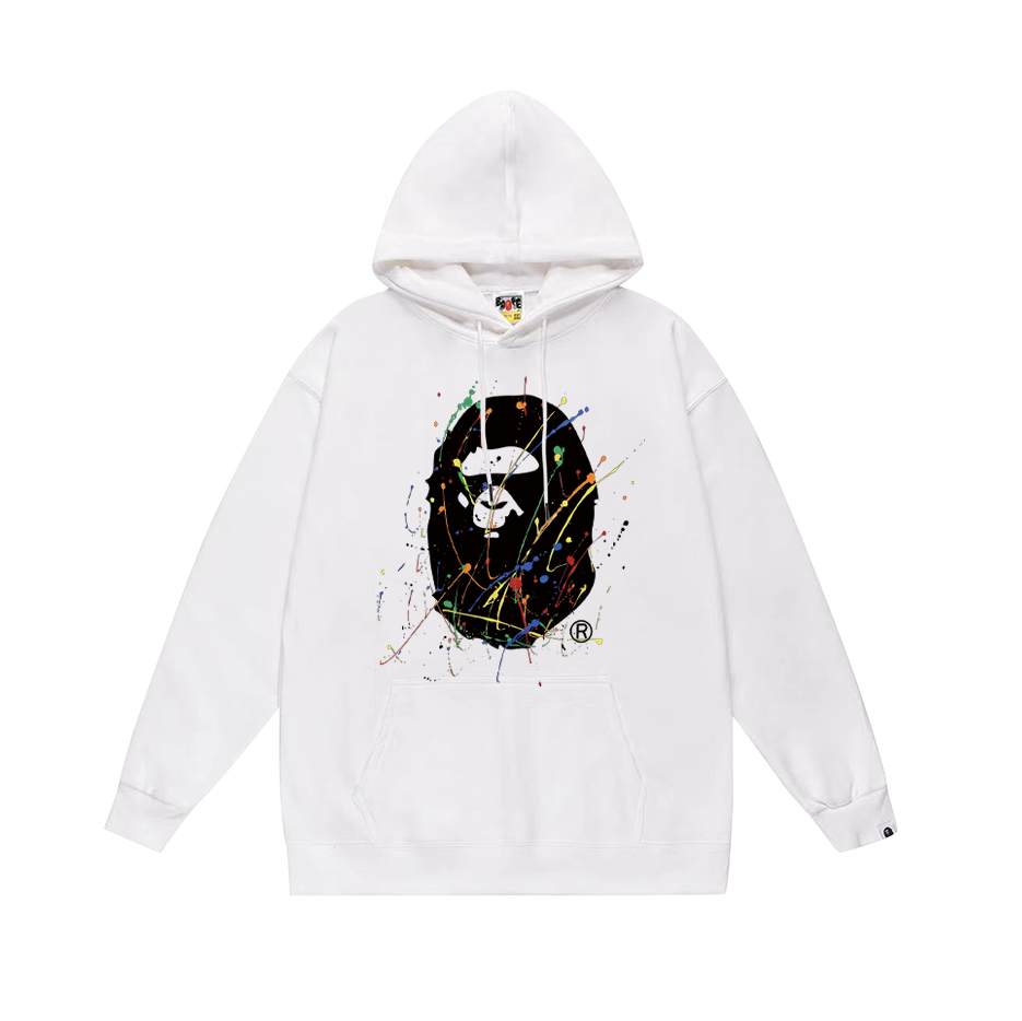 BAPE Ape Head Paint Splatter Hoodie White