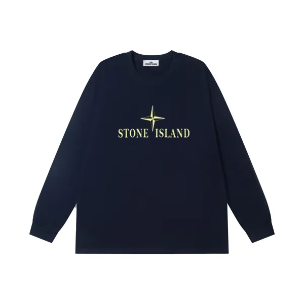 Stone Island Logo Long Sleeve T-Shirt Navy - 4