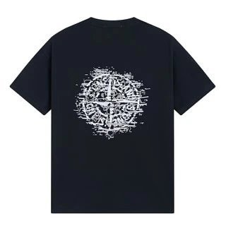 Stone Island Distressed Compass Print Tee Black