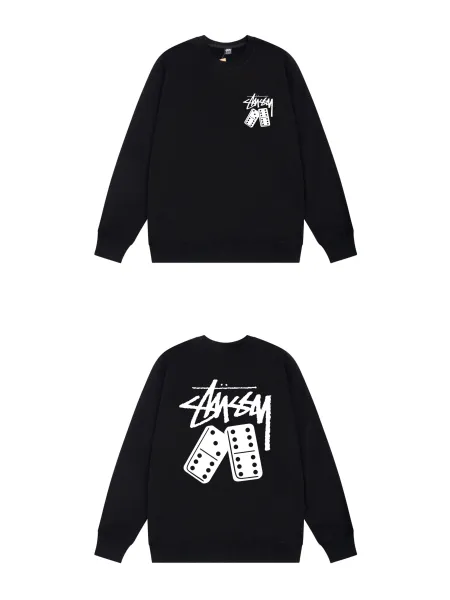 Stussy Domino Logo Crewneck Black Sweatshirt Hoodie - 1